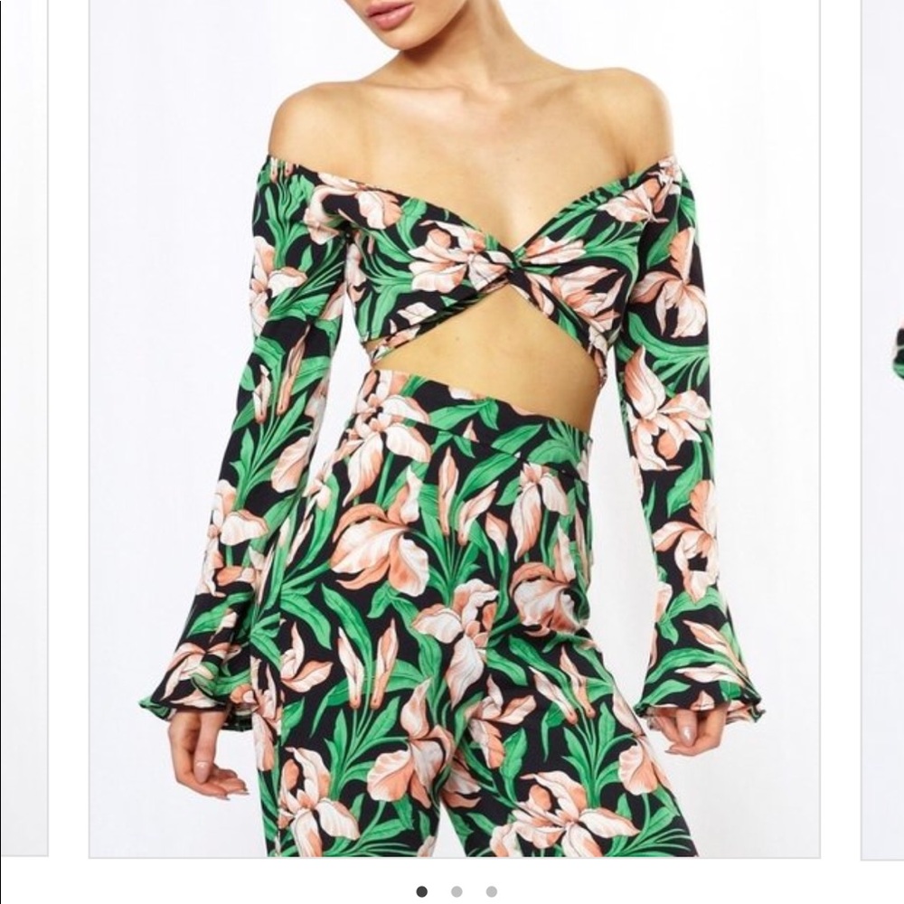 Tropical Pattern Tie Back Shirt